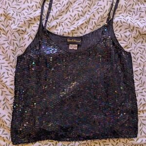 Vintage Black Sequin Tank Top